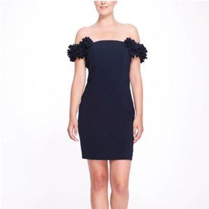 Marchesa Notte Off The Shoulder Stretch Crepe Cocktail Dress
